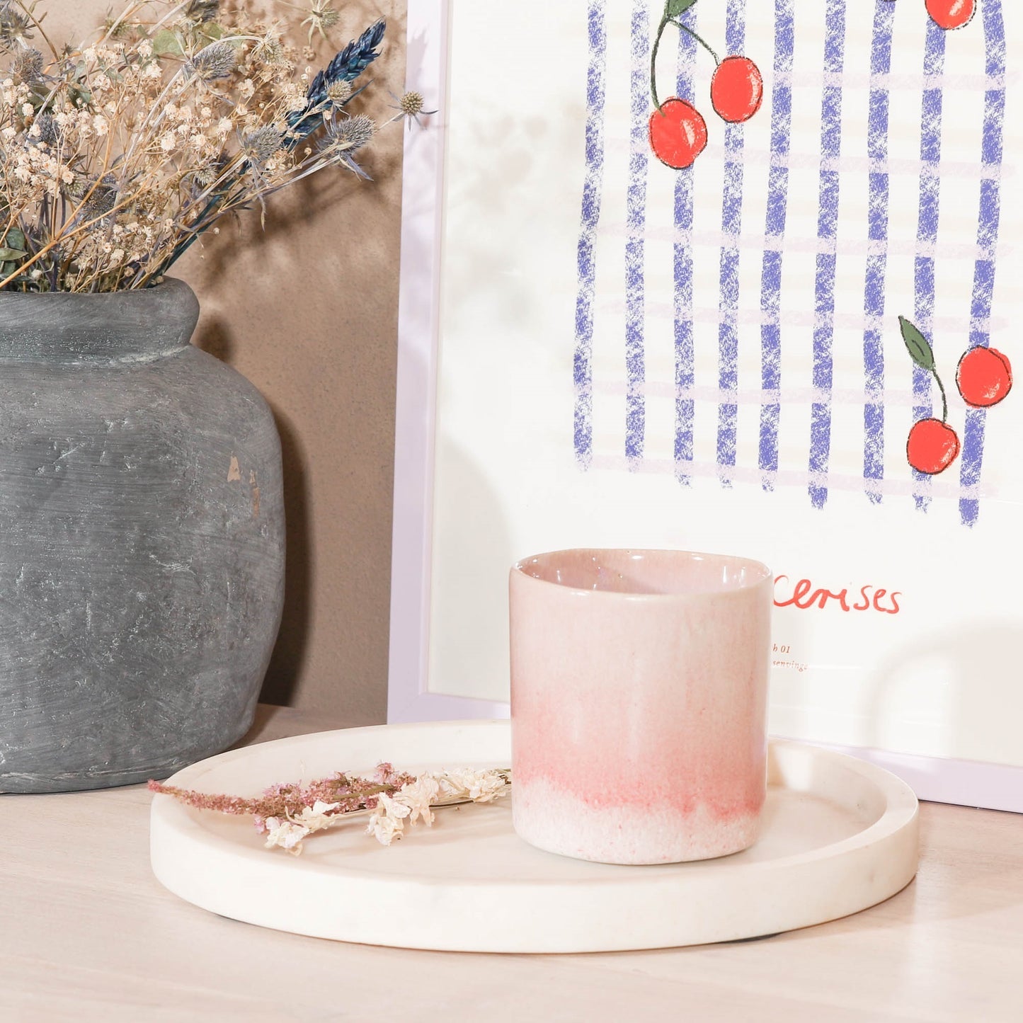 Natural White 25cm Round Hand-Finished Marble Decorative Tray