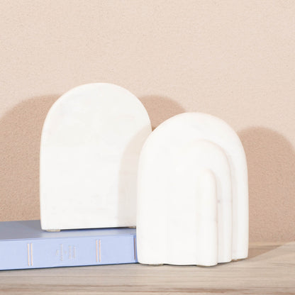 Natural White Marble Arch Bookends