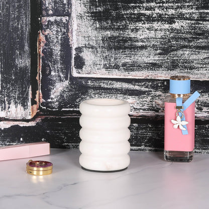 Ribbed Natural White Marble Desk Organiser