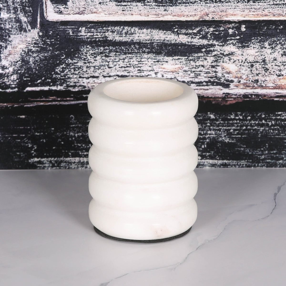 Ribbed Natural White Marble Desk Organiser