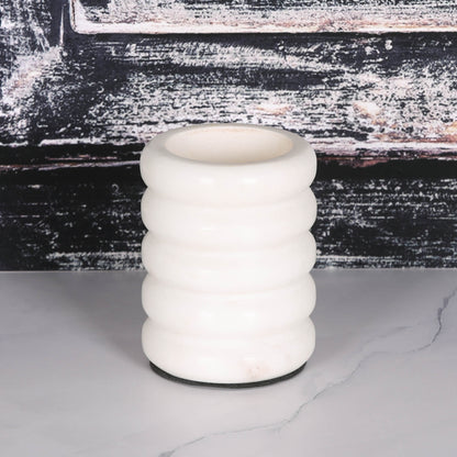 Ribbed Natural White Marble Desk Organiser