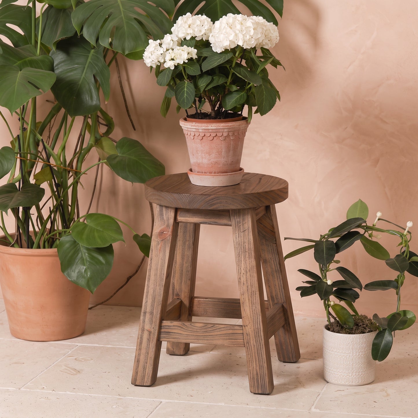 Rustic Wooden Decorative Stool Table