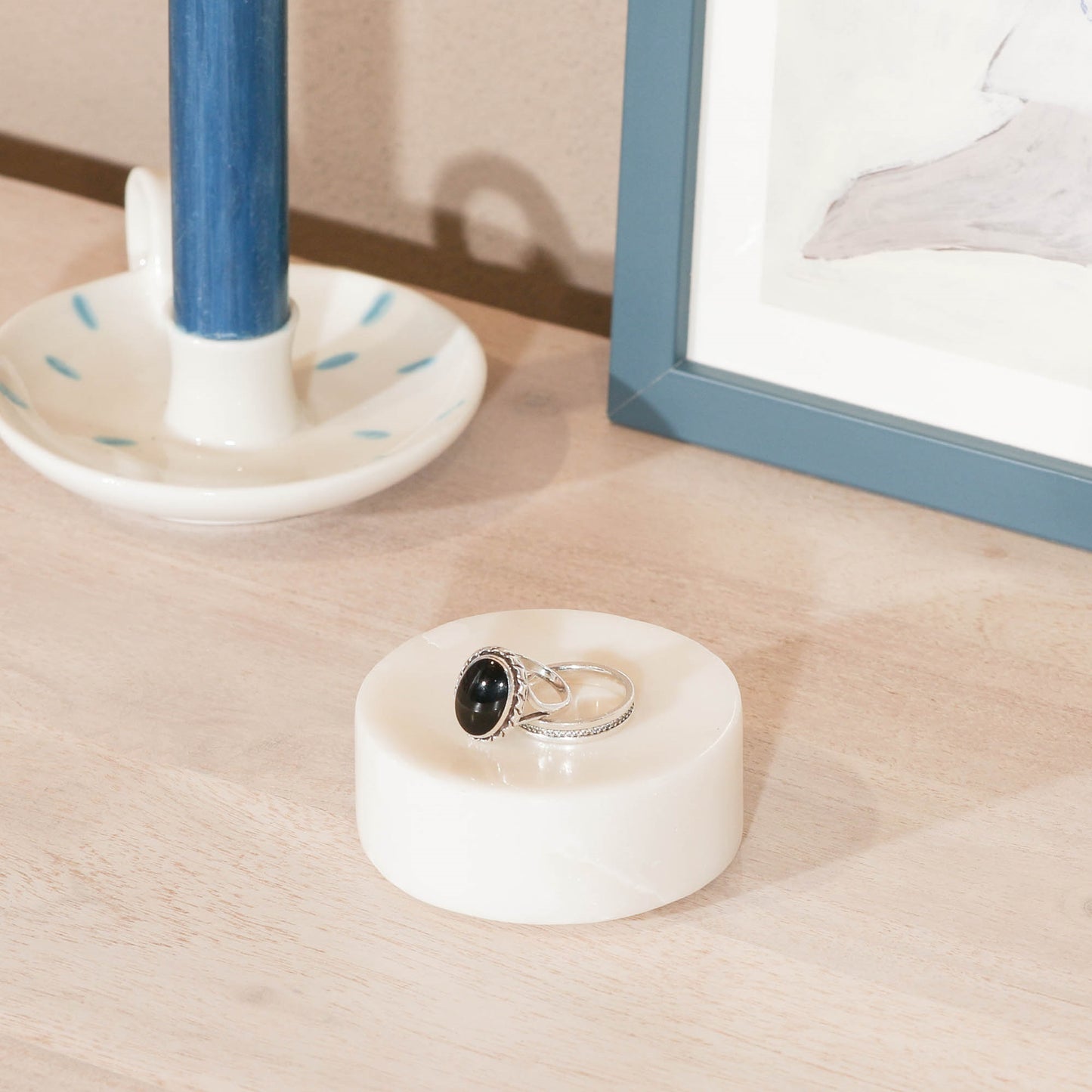 Minimalist Natural White Marble Small Jewellery Dish Holder