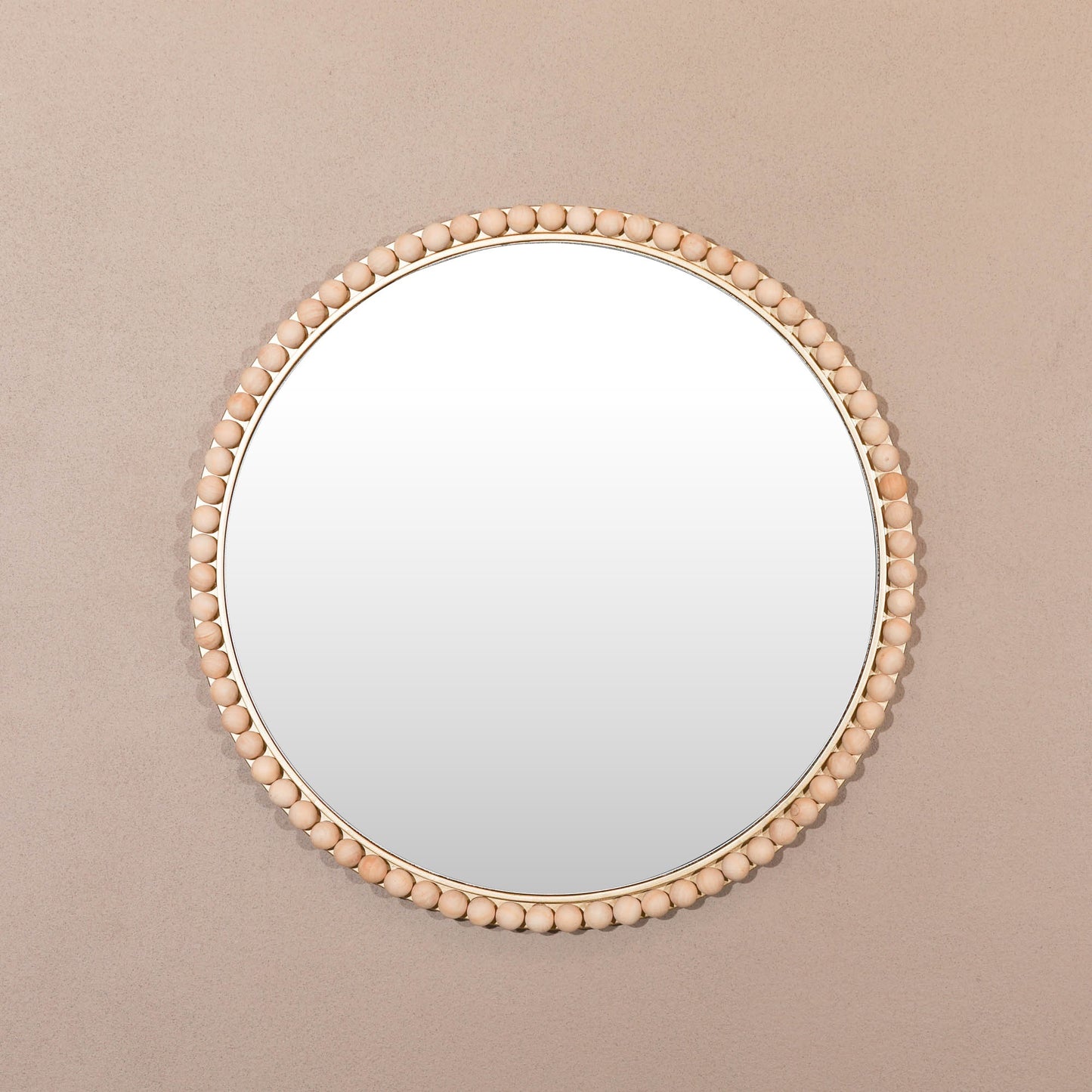 Bobble Bobbin Round Wooden 50cm Wall Mirror