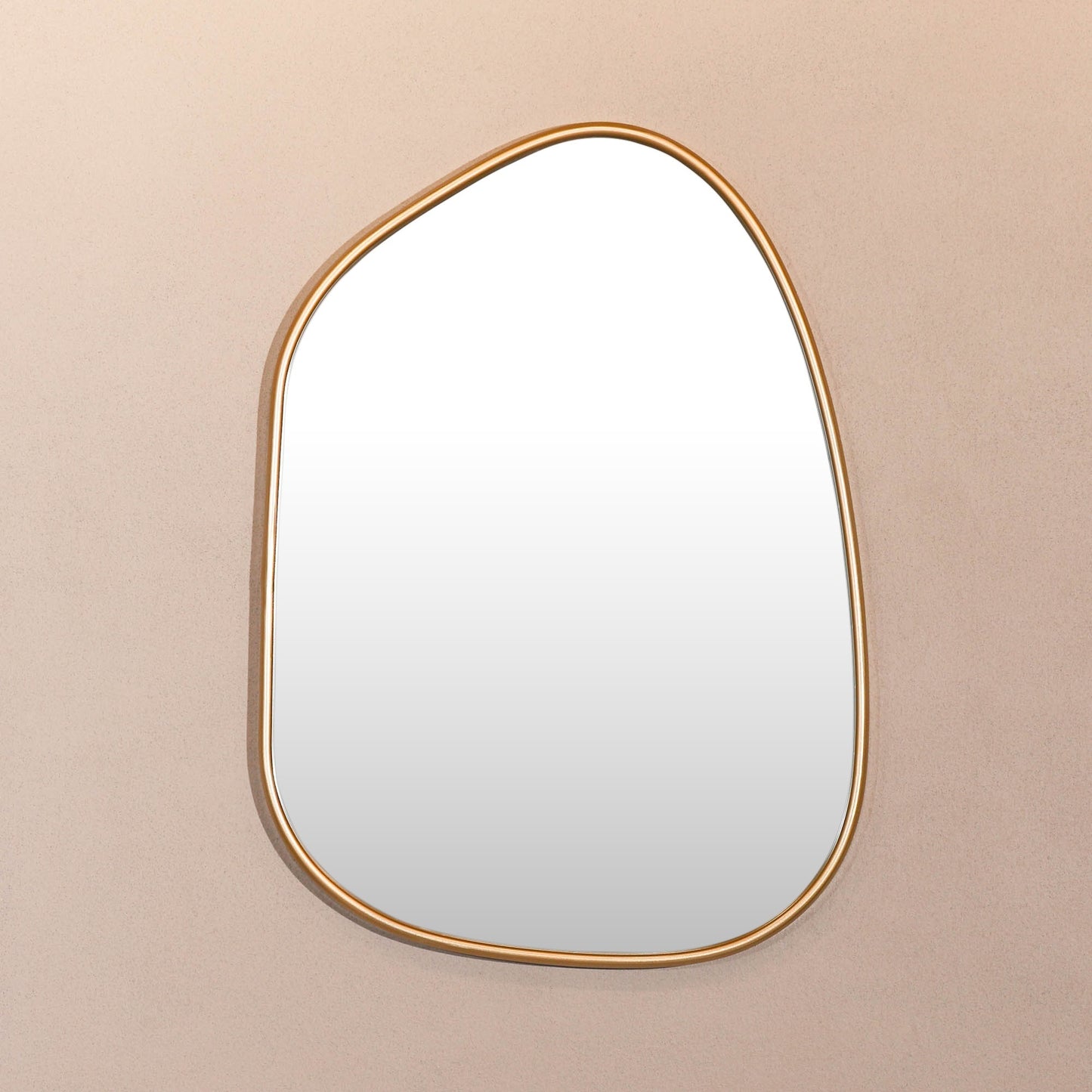 Asymmetric Pebble Contemporary Freeform Irregular Gold Wall Mirror