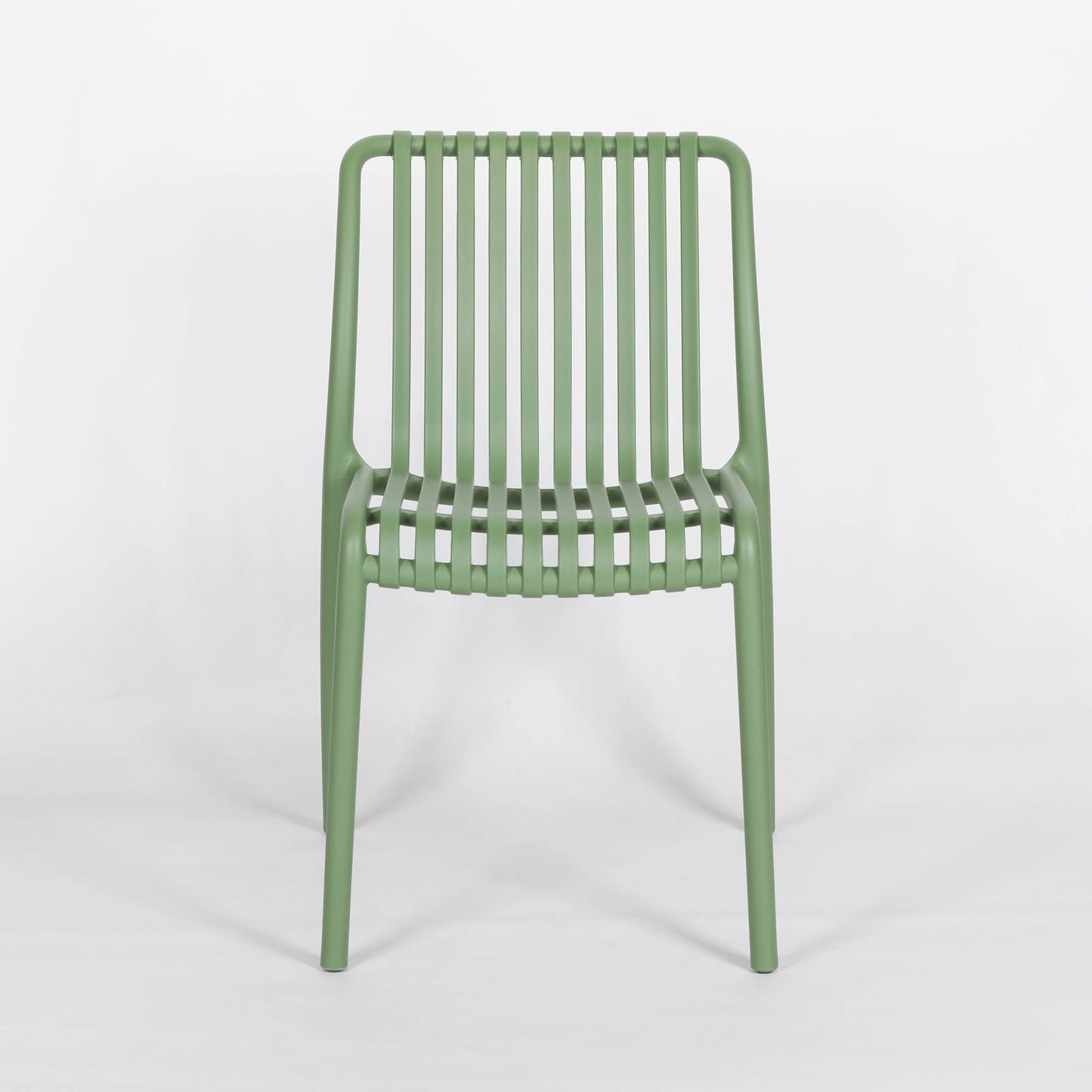 Mid Century Style Sage Green Plastic Minimalist Slatted Dining Chair