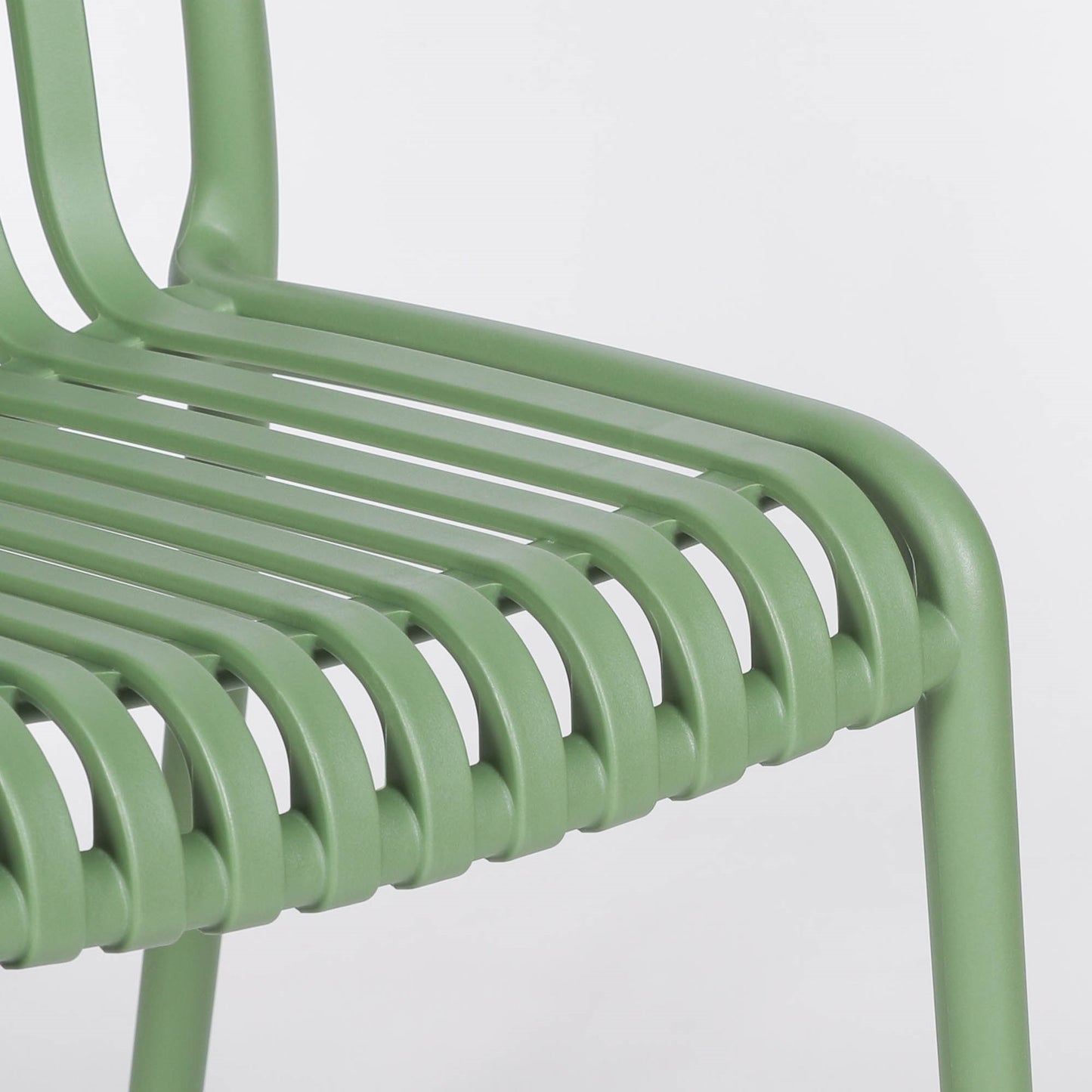Mid Century Style Sage Green Plastic Minimalist Slatted Dining Chair