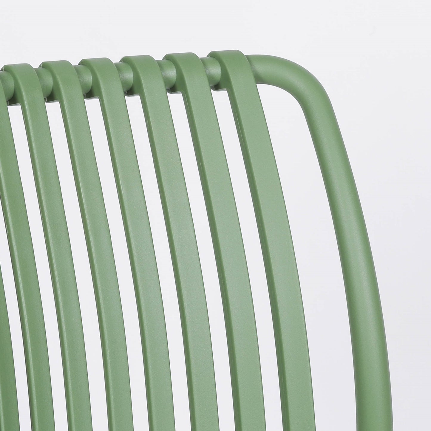 Mid Century Style Sage Green Plastic Minimalist Slatted Dining Chair