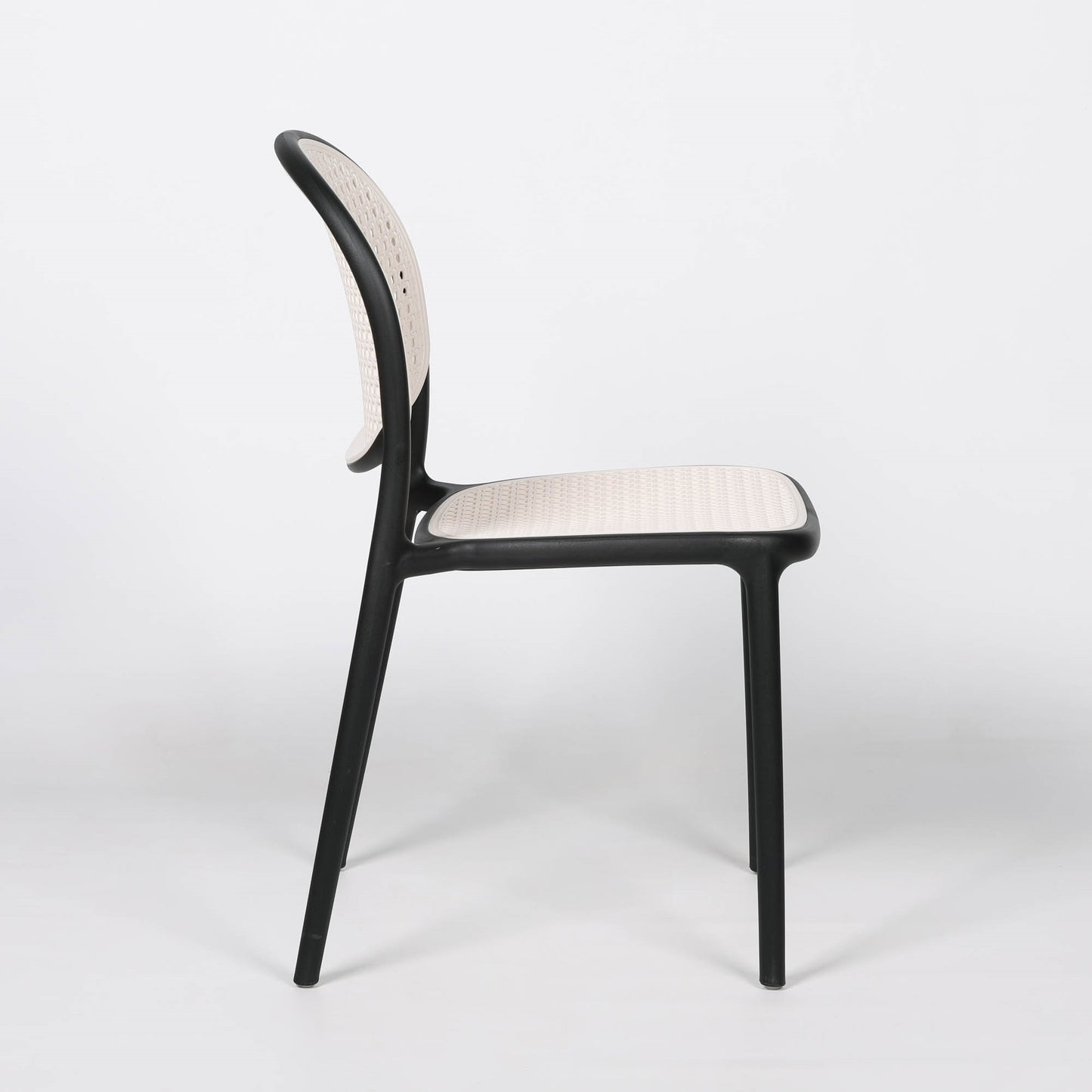 Contemporary Matte Black & Off-White Mesh Back Dining Chair