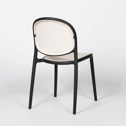 Contemporary Matte Black & Off-White Mesh Back Dining Chair