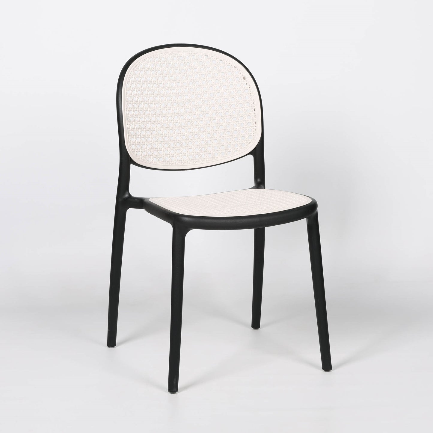 Contemporary Matte Black & Off-White Mesh Back Dining Chair