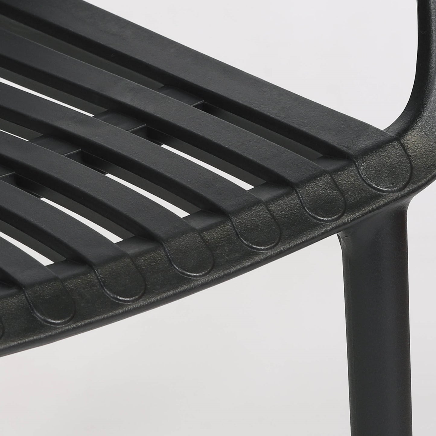 Black Sculptural Slatted Weather-Resistant Dining Chair