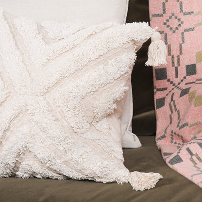 45cm Natural Cotton Cushion Cover With Tassels