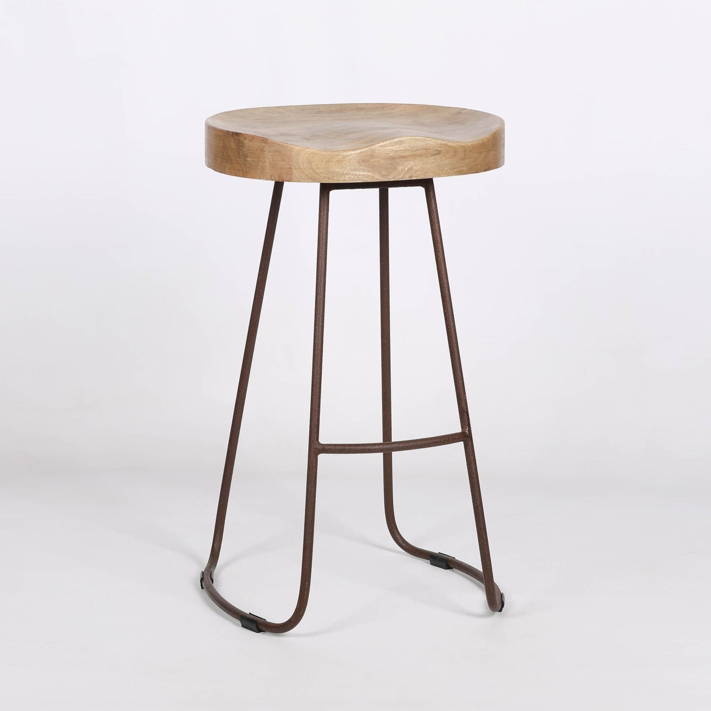 Vintage Rustic Iron Wooden Top Kitchen Bar Stool Metal Industrial Tractor Seat