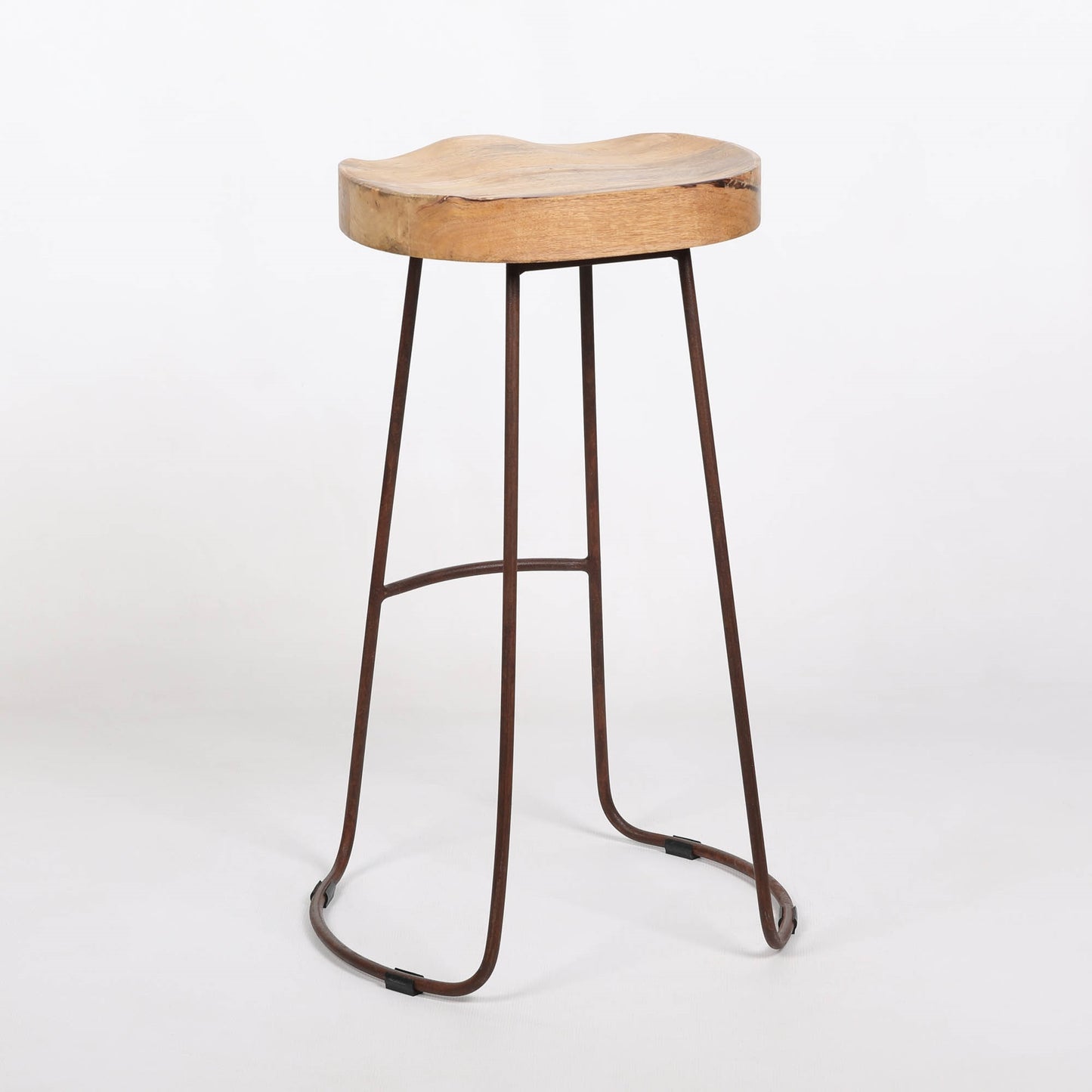 Vintage Rustic Iron Wooden Top Kitchen Bar Stool Metal Industrial Tractor Seat