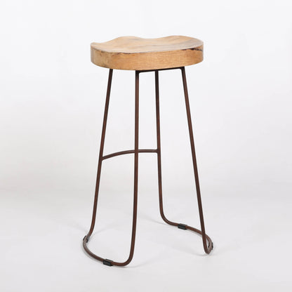 Vintage Rustic Iron Wooden Top Kitchen Bar Stool Metal Industrial Tractor Seat