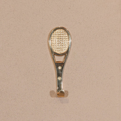 Tennis Racquet Metal Polished Brass Wall Mounted Hook