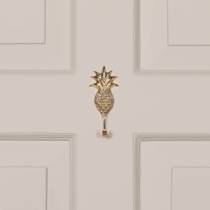 Exotic Pineapple Metal Polished Brass Wall Mounted Hook