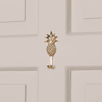 Exotic Pineapple Metal Polished Brass Wall Mounted Hook