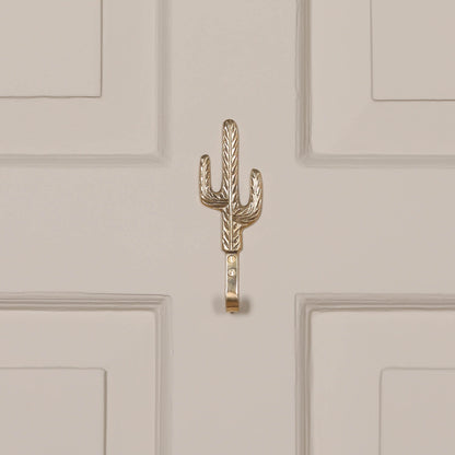 Cactus Metal Brass Western Inspired Wall Mounted Hook