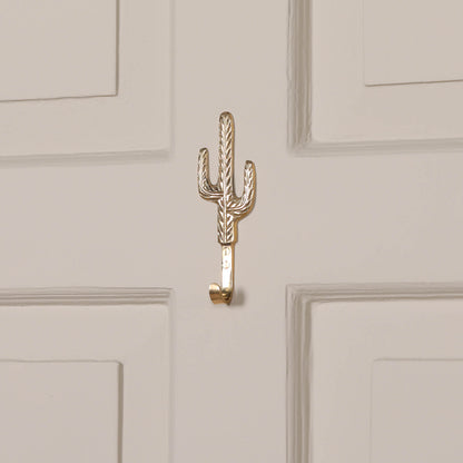 Cactus Metal Brass Western Inspired Wall Mounted Hook