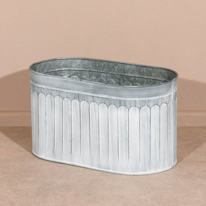 Vintage Rustic Style Galvanised Metal Tin Arched Pattern Outdoor Planter