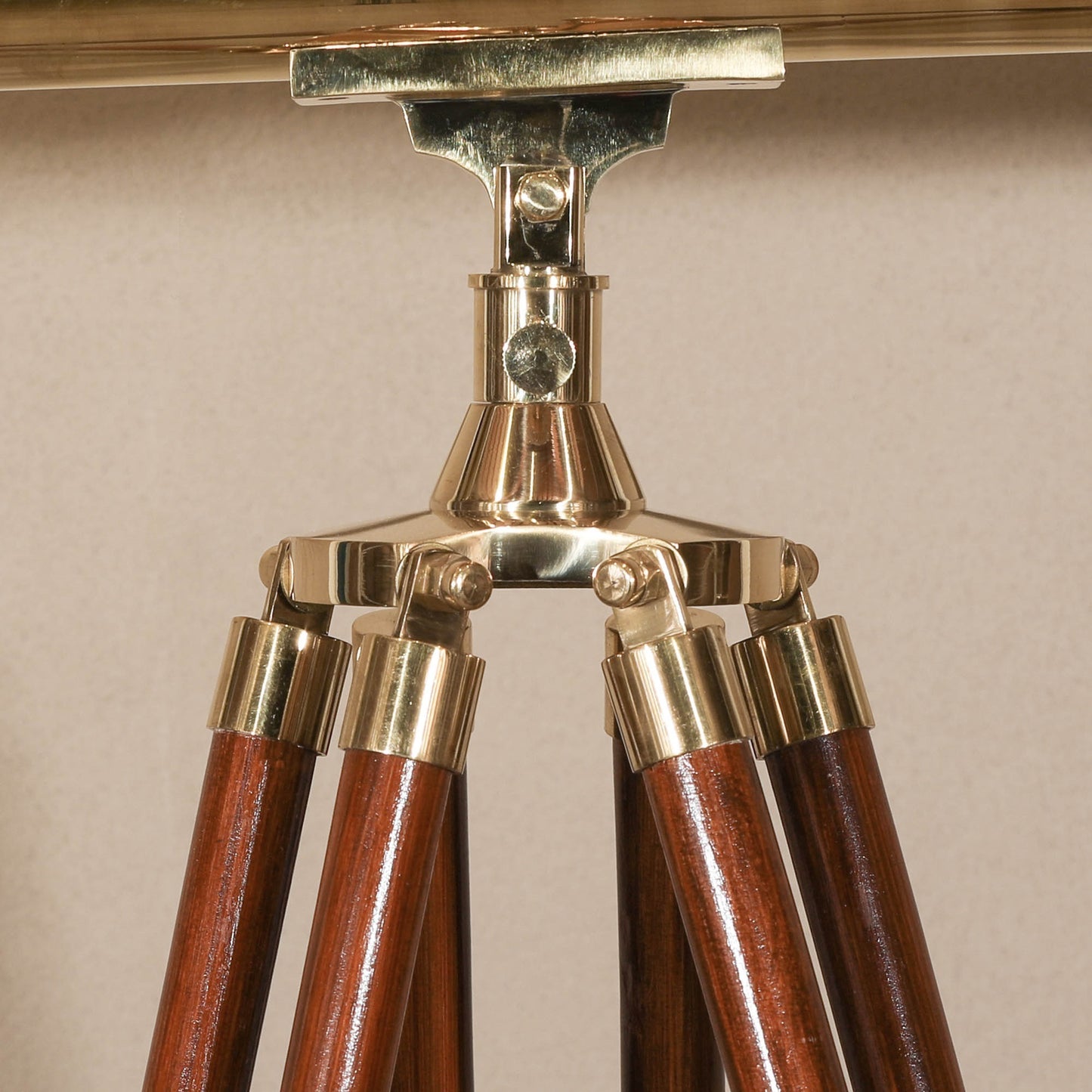 Brass & Wood Floor Telescope Nautical Decor