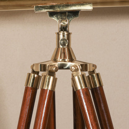 Brass & Wood Floor Telescope Nautical Decor