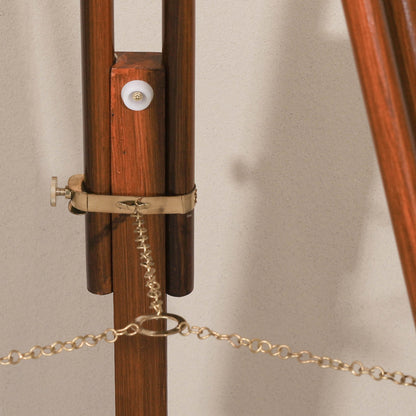 Brass & Wood Floor Telescope Nautical Decor