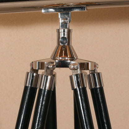 Nickel & Black Wood Floor Telescope Nautical Decor