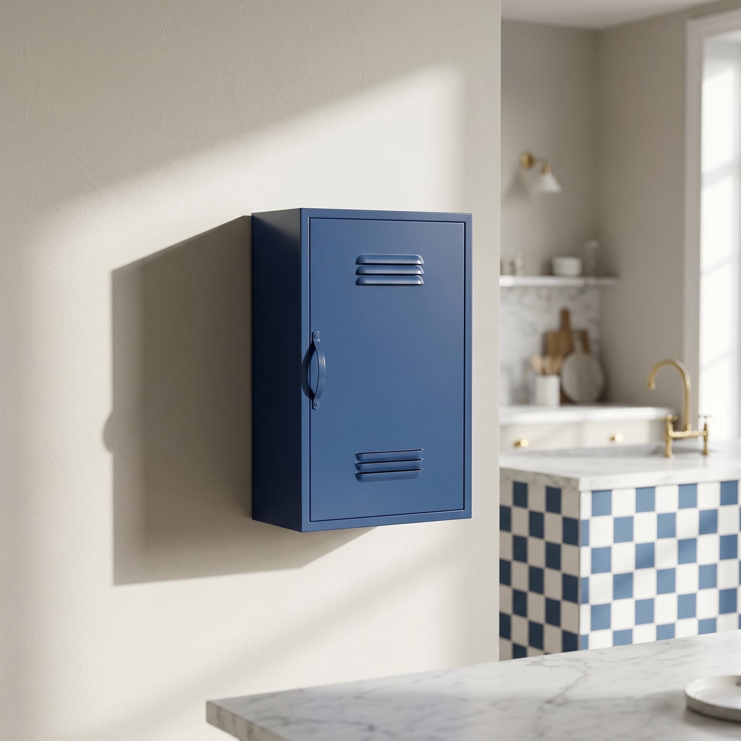 Industrial Metal Locker Wall Mount Cabinet Storage Cupboard Reversible Door