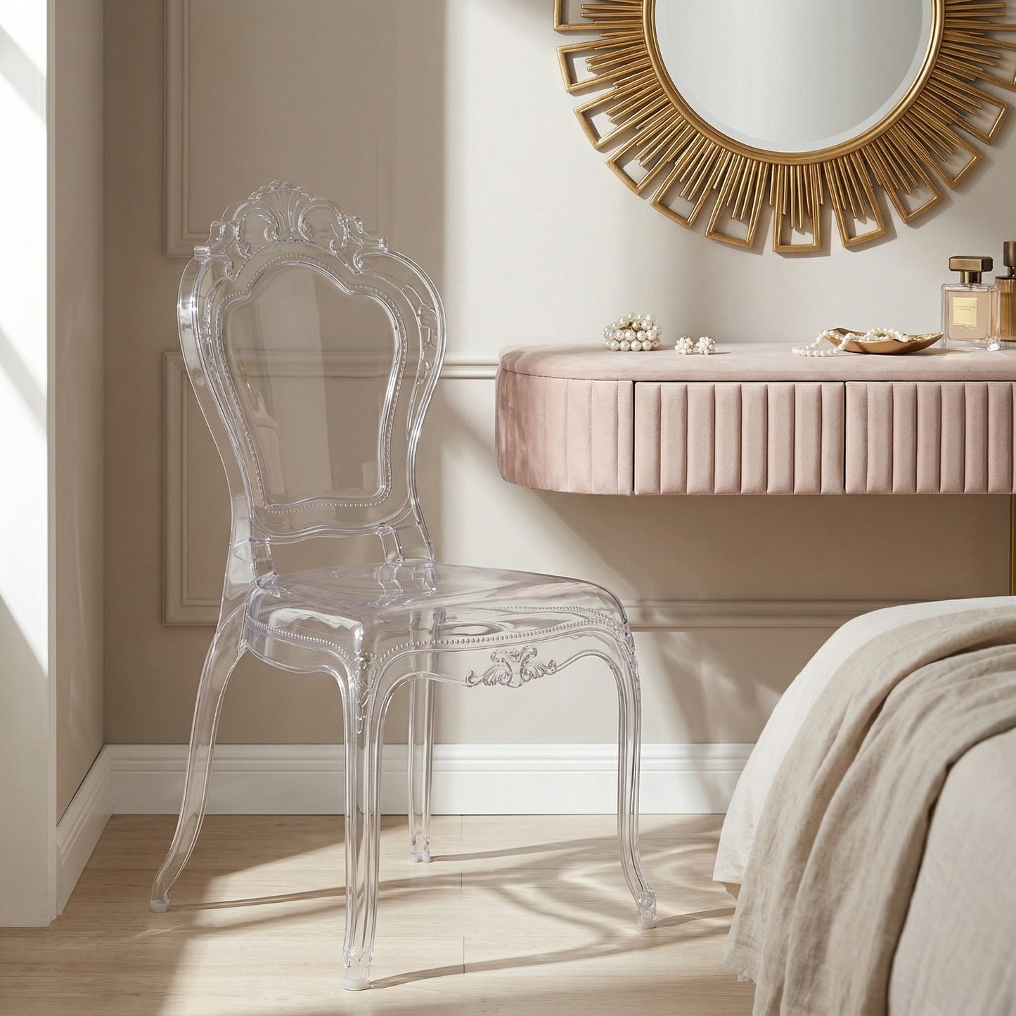 French Style Clear Ghost Transparent Contemporary Chair