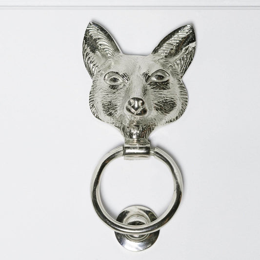 Classical Solid Brass Chrome Finish Fox Door Knocker Animal Country Style Coyote - Esmae & Rose