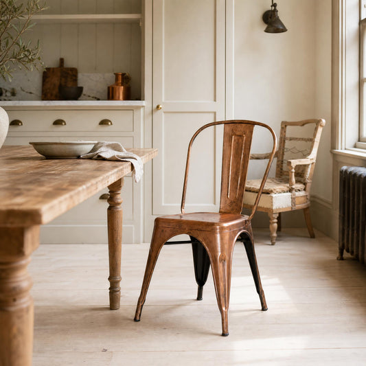 Industrial Style Metal Vintage Copper Bronze Stackable Dining Chair