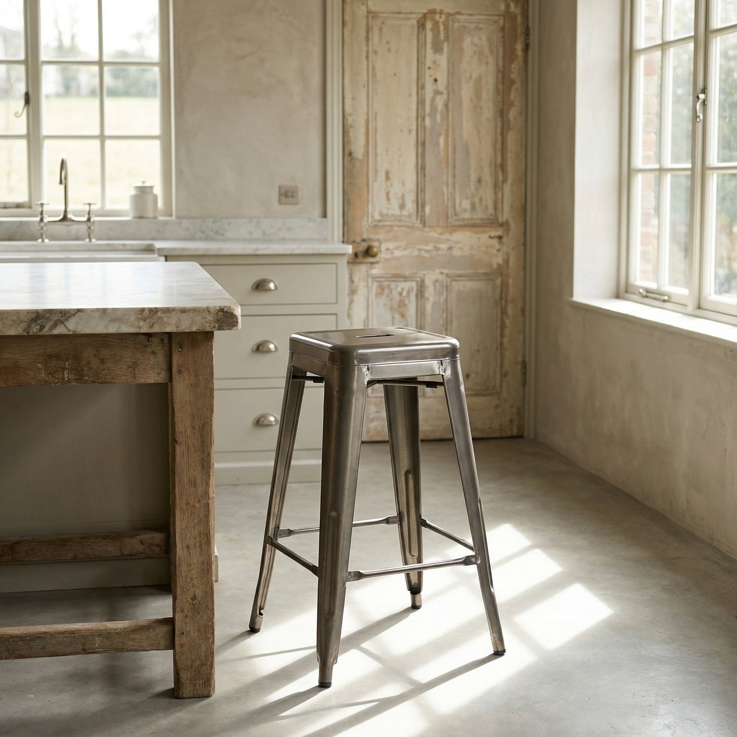 Industrial Style Steel Stackable Metal Bar Stool