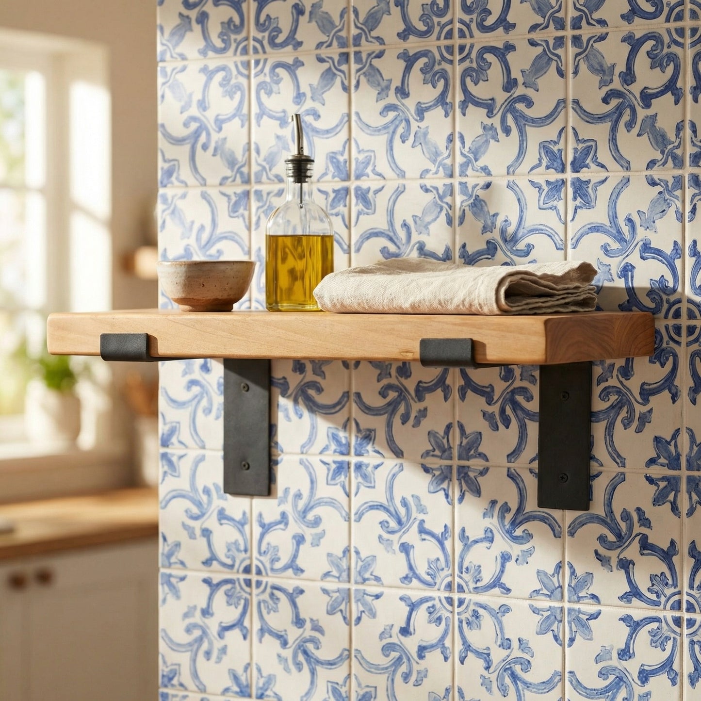 Rustic Wooden Wall Shelf Industrial Wood Iron Metal Scaffold Board Style Shelves