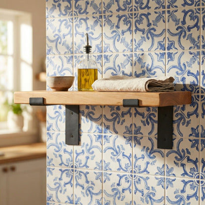 Rustic Wooden Wall Shelf Industrial Wood Iron Metal Scaffold Board Style Shelves