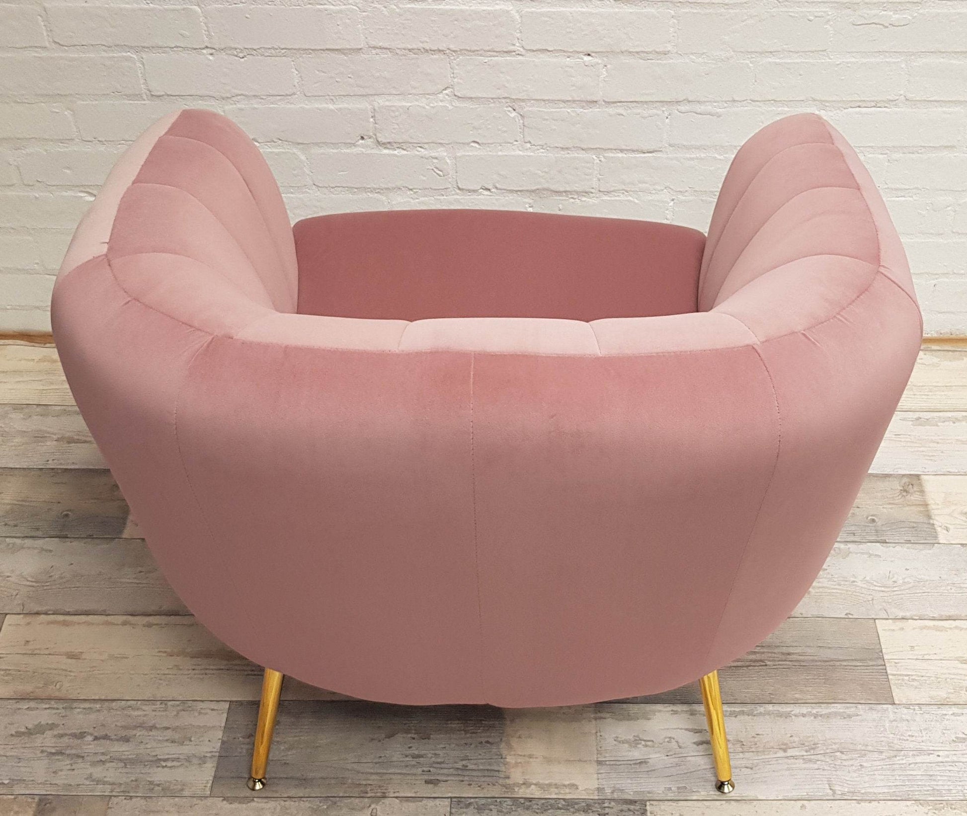 Pink Velvet Tub Armchair With Gold Finish Legs - Esmae & Rose