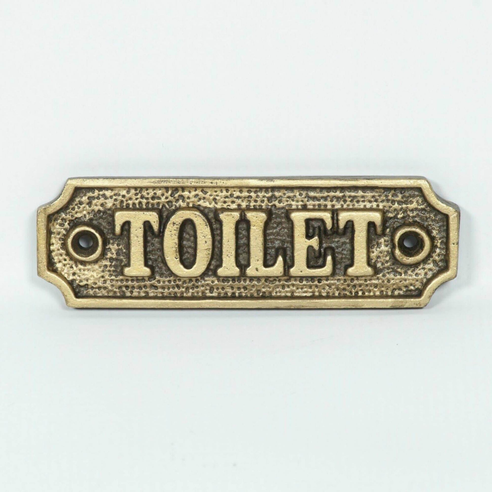 Vintage Victorian Style TOILET BATHROOM Door Sign Cast Iron Brass Period Plaque Metal - Esmae & Rose