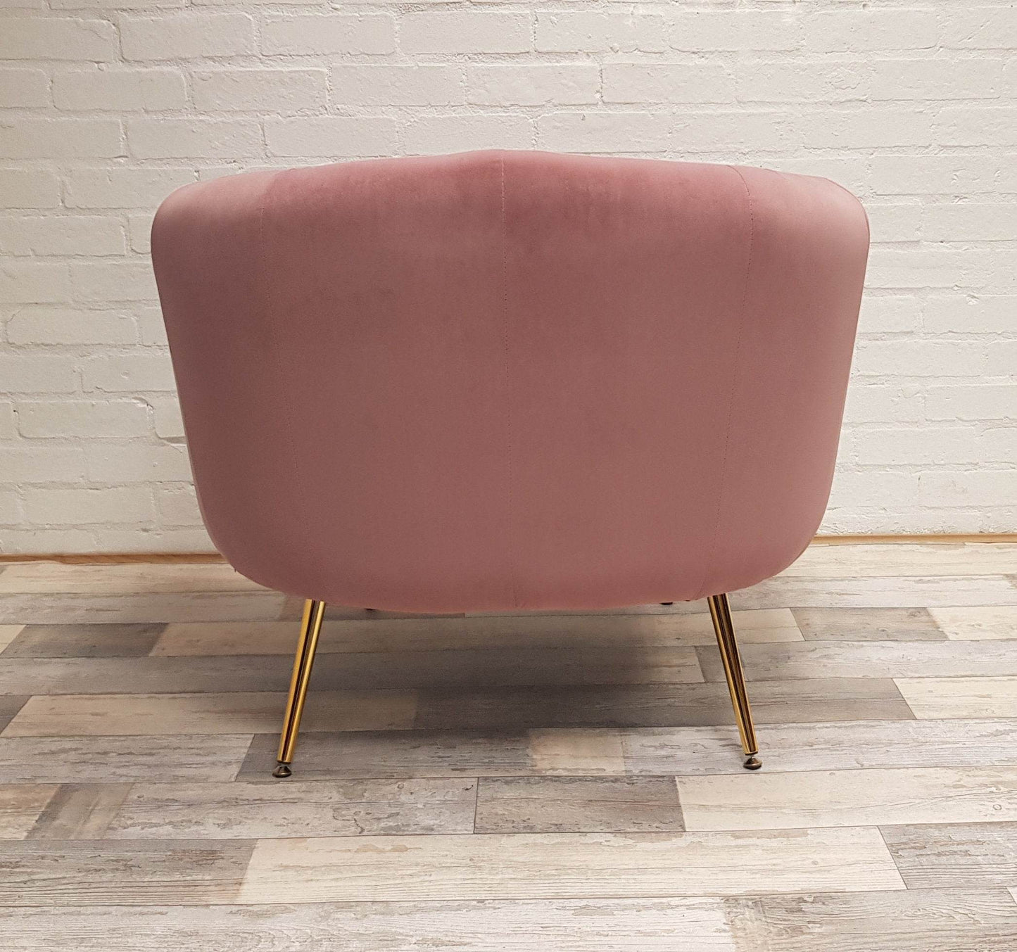 Pink Velvet Tub Armchair With Gold Finish Legs - Esmae & Rose