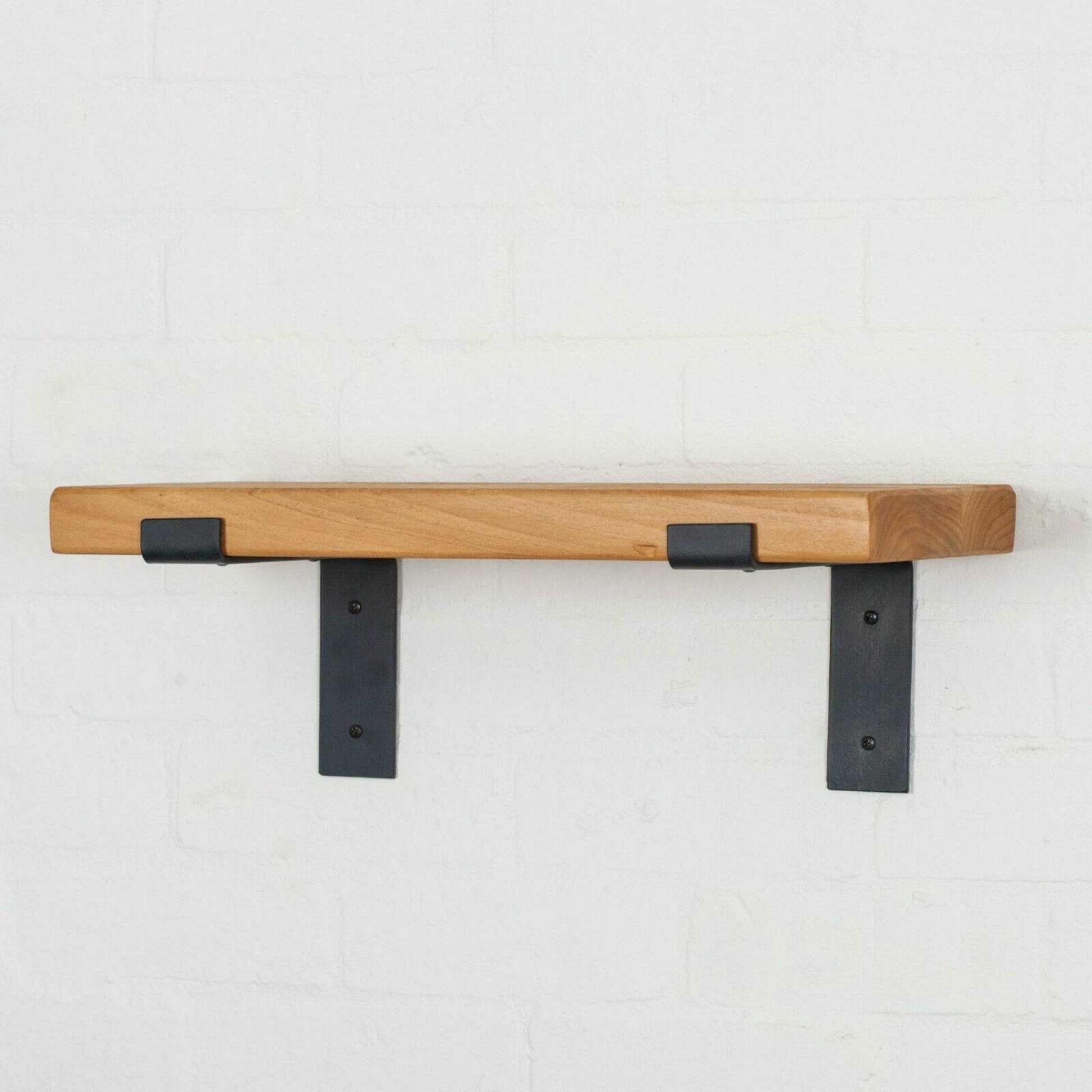 Rustic Wooden Wall Shelf Industrial Wood Iron Metal Scaffold Board Style Shelves - Esmae & Rose