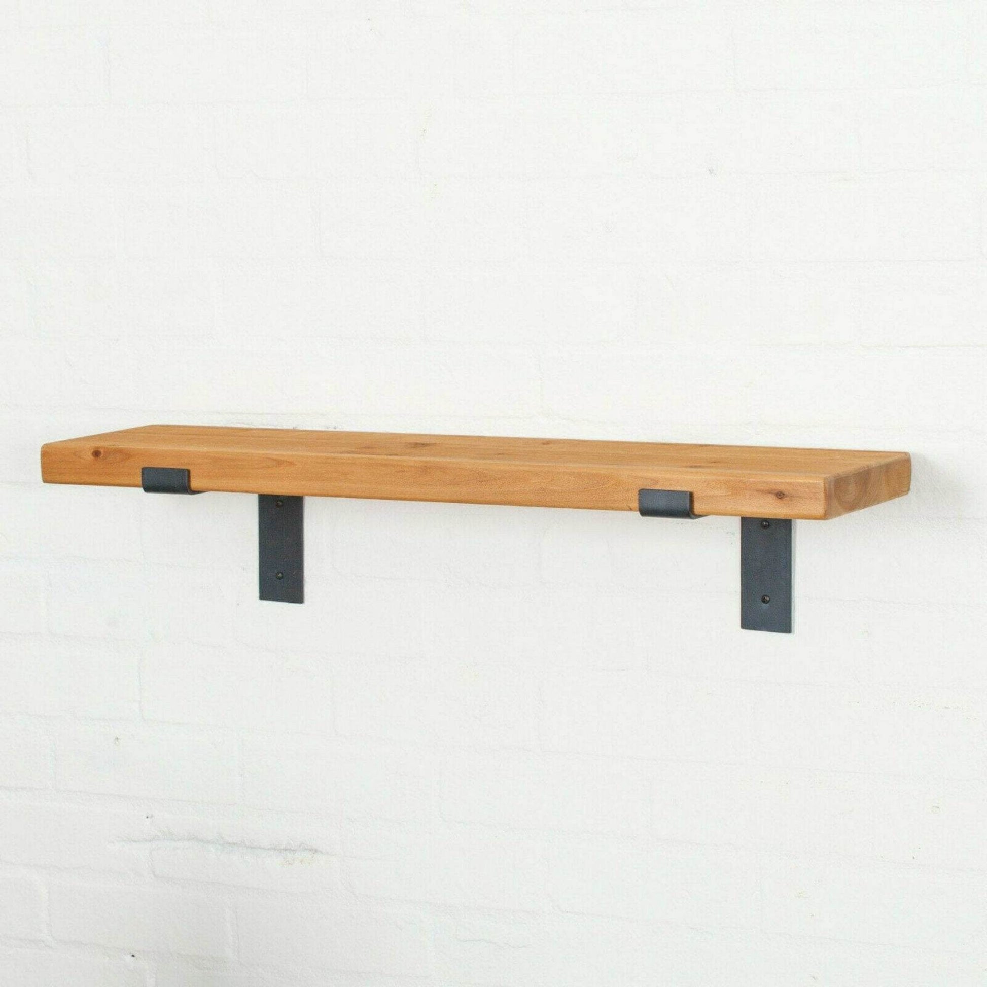 Rustic Wooden Wall Shelf Industrial Wood Iron Metal Scaffold Board Style Shelves - Esmae & Rose