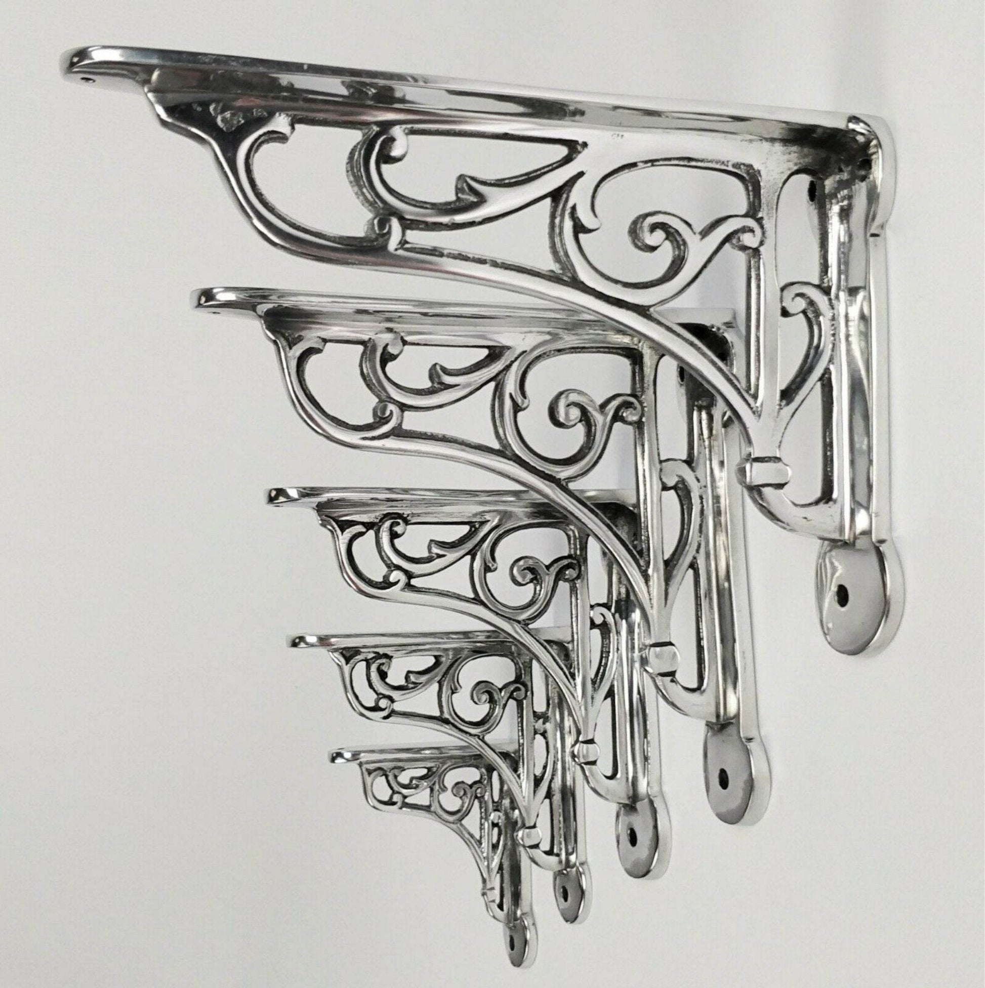 Metal Cast Chrome Polished Victoria Antique Style Scroll Wall Shelf Bracket Cistern System Not Iron - Esmae & Rose