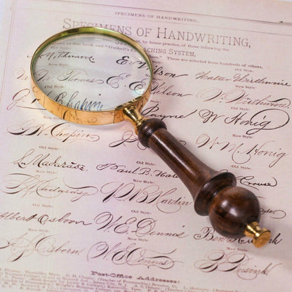 Brass Magnifier 8cm Antique Vintage Nautical Style Wooden Handle Magnifying Glass - Esmae & Rose