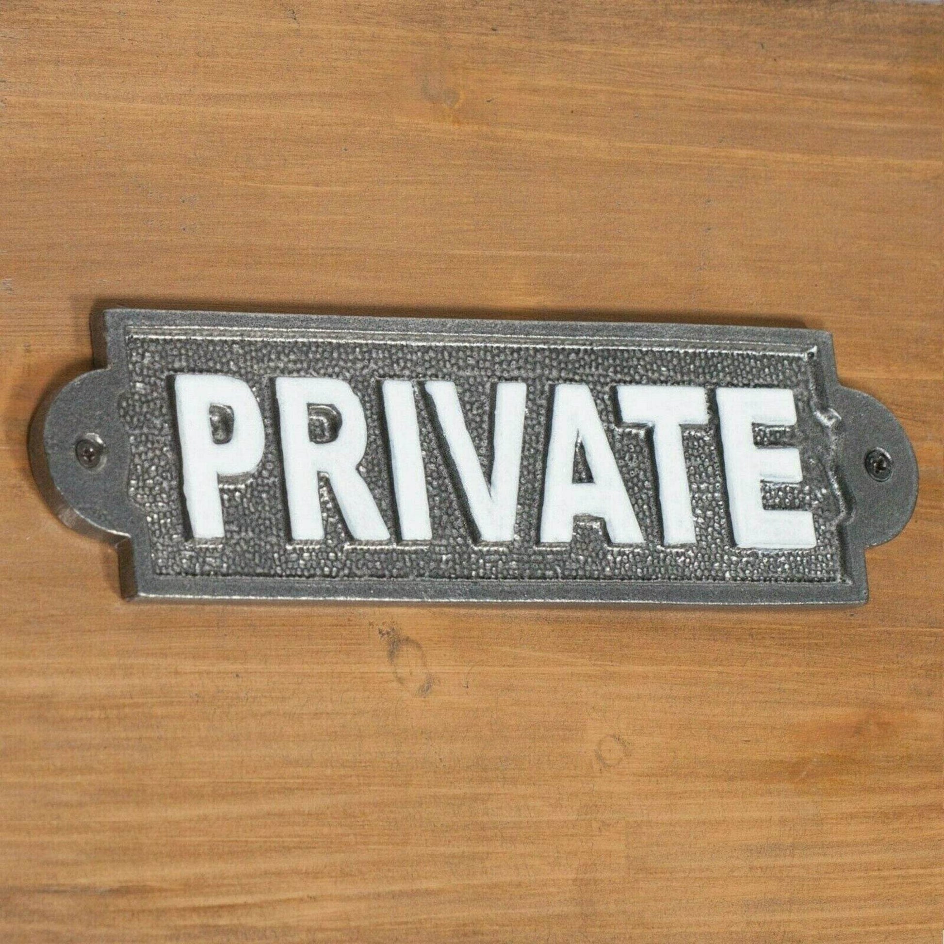 Vintage Style PRIVATE Wall Gate Cast Iron Heavy Metal Sign - Esmae & Rose