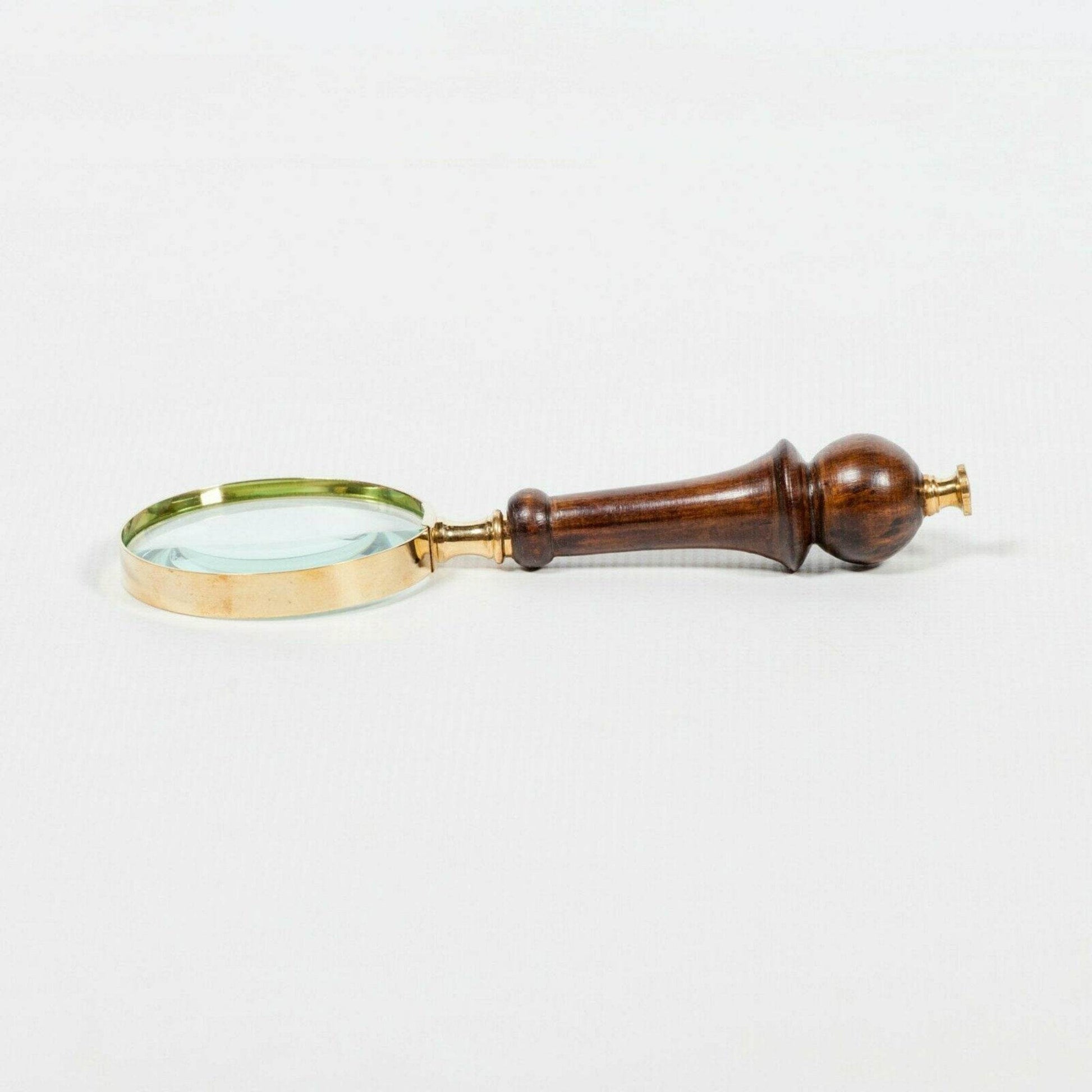 Brass Magnifier 8cm Antique Vintage Nautical Style Wooden Handle Magnifying Glass - Esmae & Rose