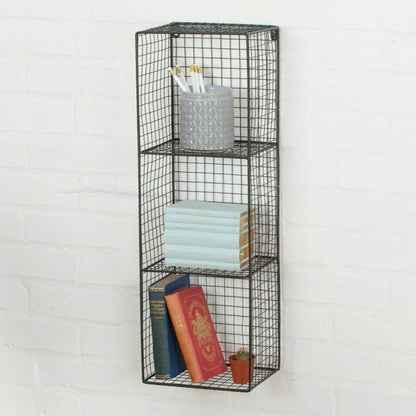 Industrial Metal Wire 2 - 3 Tier Black Shelf Rack Vintage Basket Wall Mounted - Esmae & Rose