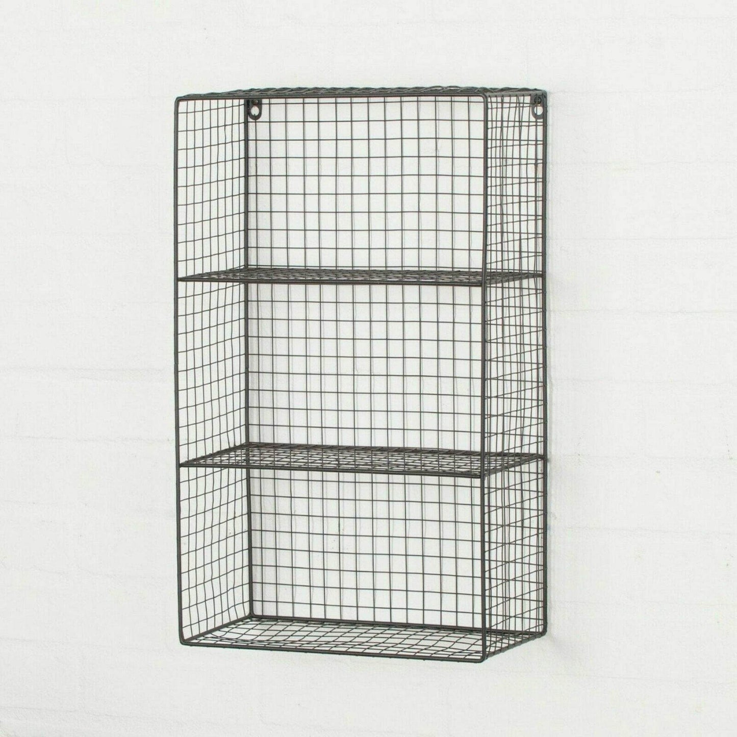 Industrial Metal Wire 2 - 3 Tier Black Shelf Rack Vintage Basket Wall Mounted - Esmae & Rose