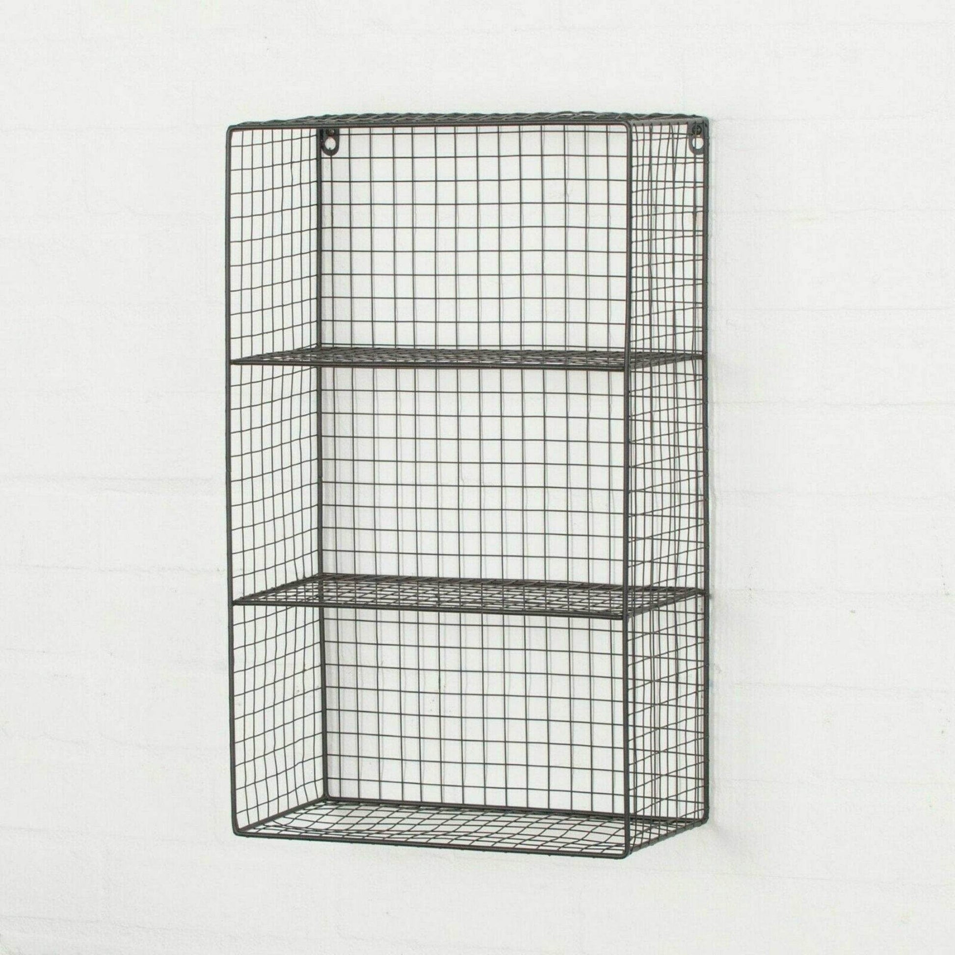 Industrial Metal Wire 2 - 3 Tier Black Shelf Rack Vintage Basket Wall Mounted - Esmae & Rose