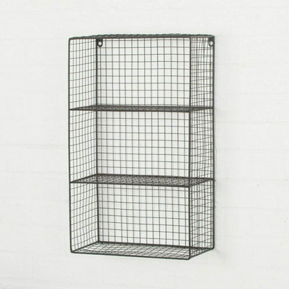 Industrial Metal Wire 2 - 3 Tier Black Shelf Rack Vintage Basket Wall Mounted - Esmae & Rose